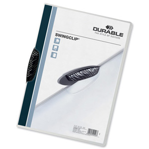 Durable Swingclip Folder Polypropylene Capacity 30 Sheets A4 Black Ref 2260/01 [Pack 25]