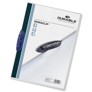 Durable Swingclip Folder Polypropylene Capacity 30 Sheets A4 Blue Ref 2260/07 [Pack 25] Ident: 201C