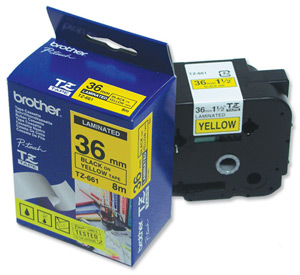 Brother P-touch TZE Label Tape 36mmx8m Black on Yellow Ref TZE661 Ident: 727E