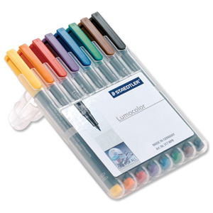 Staedtler 313 Lumocolor Pen Permanent Superfine 0.4mm Assorted Ref 313WP8 [Wallet 8]