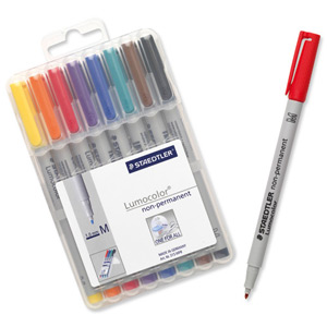 Staedtler 315 Lumocolor Pen Non-permanent Medium 0.8mm Line Assorted Ref 315WP8 [Wallet 8]