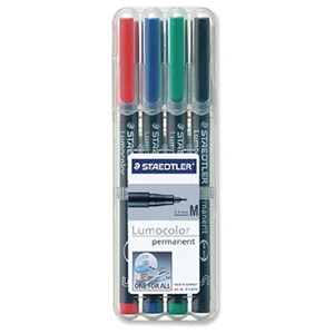 Staedtler 317 Lumocolor Pen Permanent Medium 1.0mm Assorted Ref 317WP4 [Wallet 4] Ident: 95D