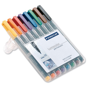 Staedtler 317 Lumocolor Pen Permanent Medium 1.0mm Assorted Ref 317WP8 [Wallet 8] Ident: 95D