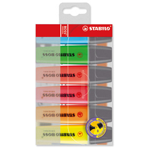 Stabilo Boss Highlighters Chisel Tip 2-5mm Line Assorted Ref 70/6 [Wallet 6] Ident: 99A