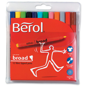 Berol Colour Broad Pen with Washable Ink 1.7mm Line Assorted Ref S0375990 [Wallet 12]