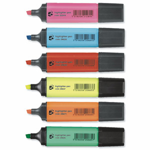 5 Star Highlighters Chisel Tip 1-4mm Line Assorted [Wallet 6]