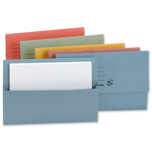 5 Star Document Wallet Half Flap 250gsm Capacity 32mm Foolscap Assorted [Pack 50]