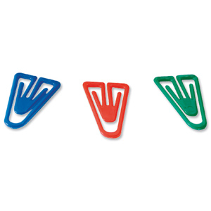 Paperclips Plastic Non Magnetising 60mm Assorted Colours [Pack 75] Ident: 365I