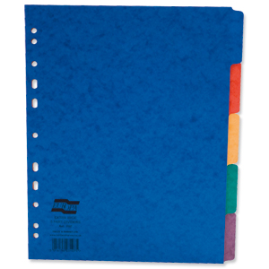 Europa Subject Dividers Pressboard 300 micron Europunched 5 Part A4 Wide Assorted Ref 3107Z [Pack 25] Ident: 245A