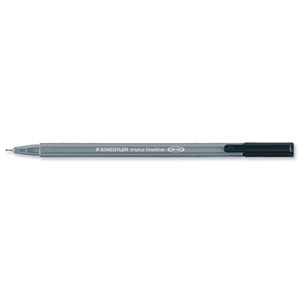 Staedtler Triplus Fineliner Pen Ergonomic Barrel 0.8mm Tip 0.3mm Line Black Ref 334-9 [Pack 10] Ident: 75E