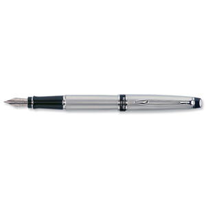 Waterman Expert Fountain Pen Satin Matt Chrome with Stainless Steel Nib Medium Ref S0952060