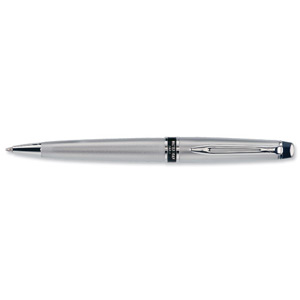 Waterman Expert Ball Pen Satin Matt Chrome Medium Blue Ink Ref S0952100