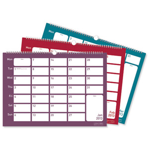 Collins Colplan 2013 Memo Calendar Wirebound Monthly with Note Space W420xH297mm Ref CMC Ident: 314E