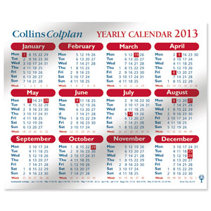 Collins 2013 Calendar Yearly Planner Double-sided Full 12 Months W260xH210mm Ref CDS1 Ident: 315C