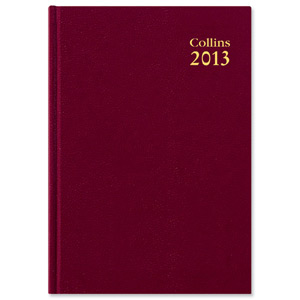 Collins 2013 Desk Diary Day to Page Current and Forward Year Planners W210xH297mm A4 Burgundy Ref 44BUR Ident: 309A