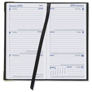 Collins 2013 Pocket Diary Leathergrain Week to View Appointments Portrait W80xH152mm Black Ref CAPB