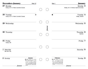 Filofax 2013 Diary Refill Insert Mini Week to Page W67xH115mm Ref 6812613 Ident: 304C