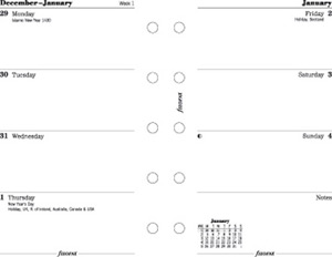 Filofax 2013 Diary Refill Insert Mini Week to View W67xH115mm Ref 6812113