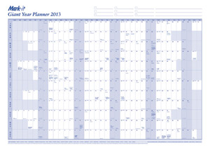 Mark-it 2013 Giant Year Planner Double-sized with Plain Reverse W1200xH900mm Ref 13YP