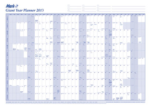 Mark-it 2013 Giant Year Planner Double-sized with Plain Reverse W1200xH900mm Ref 13YP Ident: 319A