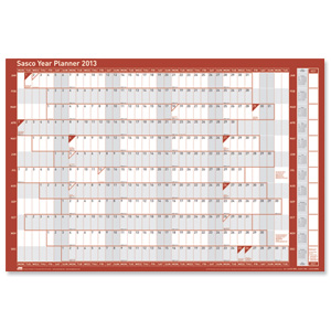 Sasco 2013 Year Planner Mounted Write-on Write-off Surface W915xH610mm Ref 2400589 MTD Ident: 317D