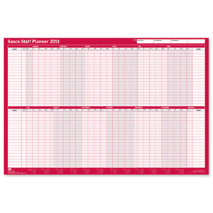 Sasco 2013 Staff Planner Mounted 40 Staff Monday to Friday W915xH610mm Ref 2400604