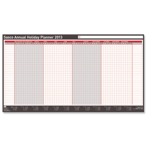 Sasco 2013 Annual Holiday Planner Unmounted Single-sided 33 Staff Week by Week W750xH410mm Ref 2400606 Ident: 316J