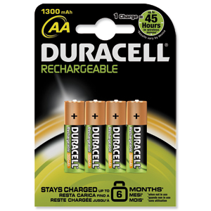 Duracell Battery Rechargeable Accu NiMH 1300 mAh AA Ref 81367177 [Pack 4]