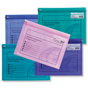 Snopake Zippa Bag Plastic Folder Zip Pull Flexible A5 Assorted Ref 14135 [Pack 25] Ident: 196F