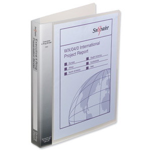 Snopake Executive Presentation Ring Binder Polypropylene 4 D-Ring 25mm A4 Clear Ref 13386 [Pack 10] Ident: 222E