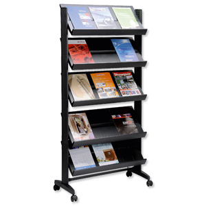 Literature Display Mobile Single Sided 5 Shelves 35mm Lip Black Ident: 294A