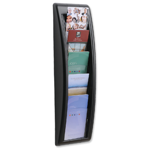 Literature Holder Wall Mount 5 x 1/3xA4 Pocket Black Ident: 293E