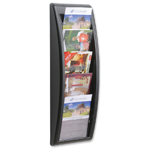 Literature Holder Wall Mount 5 x A5 Pockets Black Ident: 293E