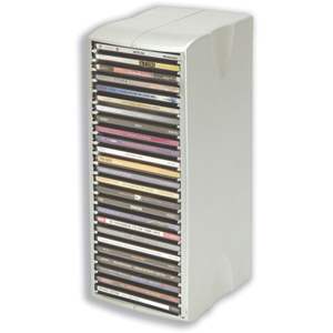 CD Storage Spring Tower for 25 Disks Metallic Silver