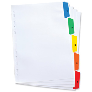 Elba Index Mylar-reinforced Europunched 1-5 with Coloured Mylar Tabs A4 White Ref 100204622