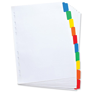 Elba Index Mylar-reinforced Europunched 10-Part with Coloured Mylar Tabs A4 White Ref 100204941