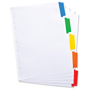 Elba Index Mylar-reinforced Europunched 5-Part with Coloured Mylar Tabs A4 White Ref 100204963