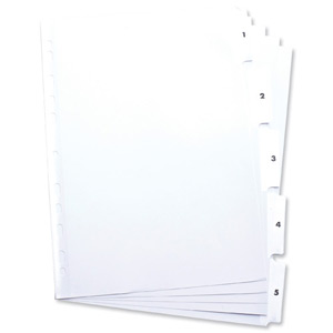 Elba Index Mylar-reinforced Europunched 1-5 Clear Tabs A4 White Ref 100204623