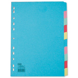 Elba Card Dividers Europunched 10-Part A4 Plus Extra Wide Assorted Ref 100080807 Ident: 243A