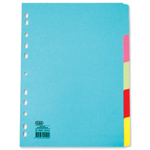 Elba Card Dividers Europunched 5-Part A4 Plus Extra Wide Assorted Ref 100080809 Ident: 243A