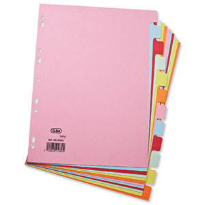 Elba Card Dividers Europunched 12-Part A4 Assorted Ref 400007436 Ident: 243A