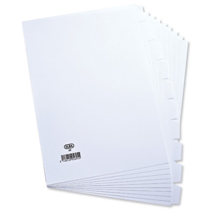 Elba Card Divider Unpunched 10-Part A4 White Ref 400010784 [Pack 25] Ident: 243A
