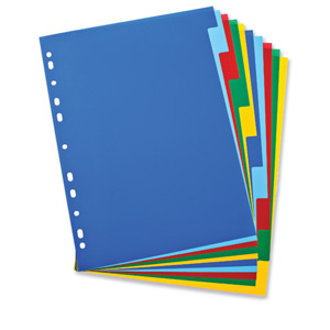Elba Polypropylene Dividers Europunched A4 10 Part Multicoloured Ref 100205063 Ident: 239C