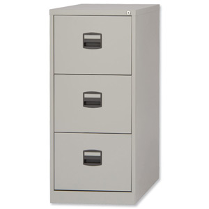 Trexus Filing Cabinet Steel Lockable 3-Drawer W470xD622xH1016mm Grey