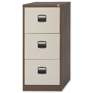 Trexus Filing Cabinet Steel Lockable 3-Drawer W470xD622xH1016mm Brown and Cream Ident: 461B