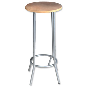 Trexus Cafe Table Round High Silver-effect Frame Dia500xH1100mm Beech Ident: 454B