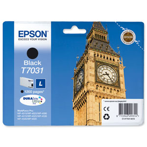 Epson T7031 Inkjet Cartridge Big Ben Page Life 1200pp Black Ref C13T70314010 Ident: 696A