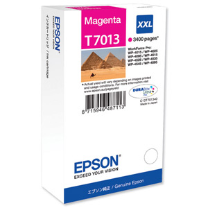 Epson T7013 Inkjet Cartridge Extra High Capacity Page Life 3400pp Magenta Ref C13T70134010 Ident: 805H