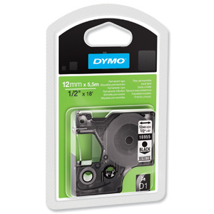 Dymo D1 Tape for Labelmaker Polyester Permanent 12x5.5mm Black on White Ref 16959 S0718060 Ident: 724B