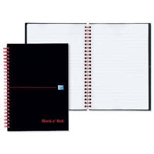 Black n Red Book Wirebound 90gsm Ruled and Perforated 140pp A6 Ref 100080448 [Pack 5] Ident: 29D